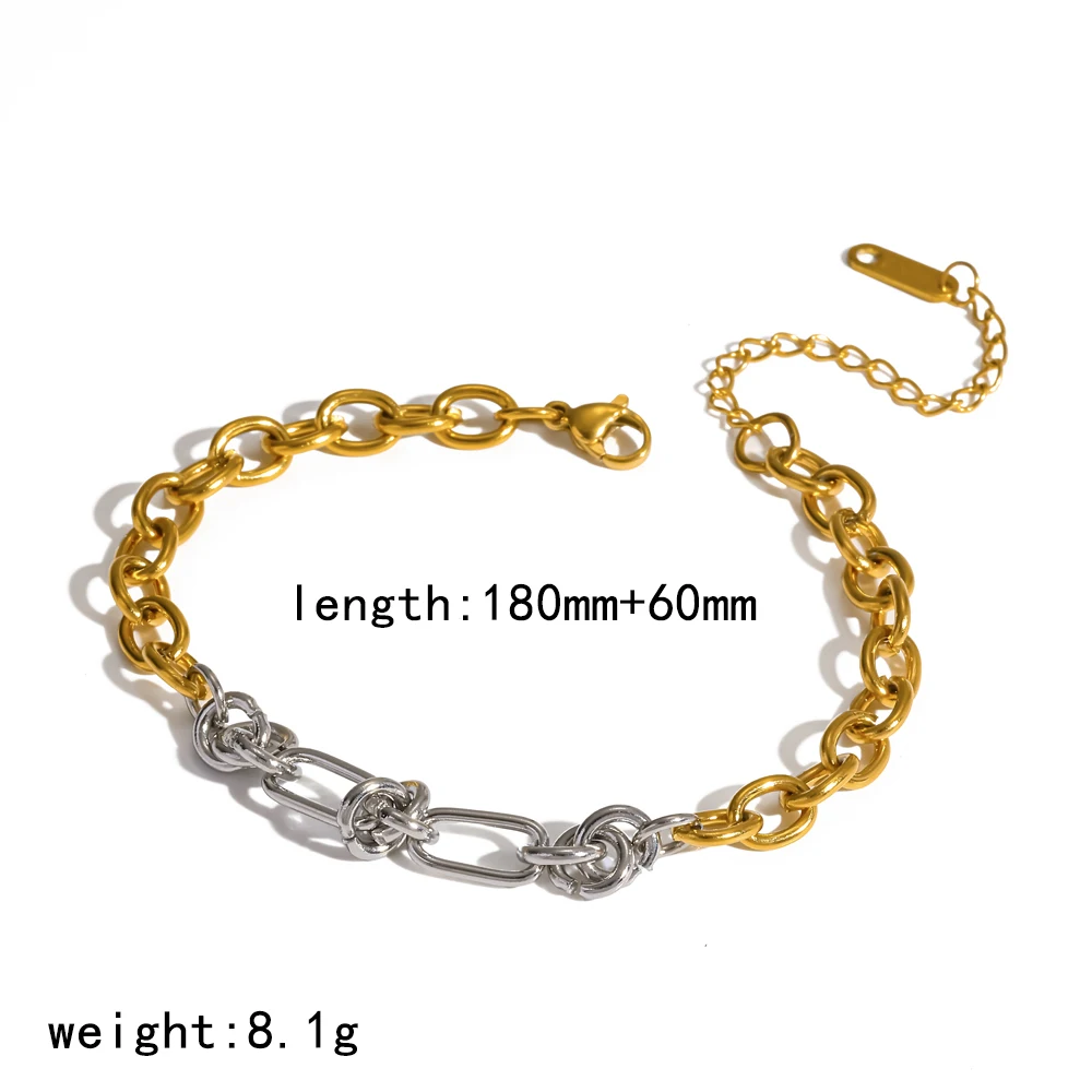 18K Goldfarben Beschichtete Edelstahl-Kette in Knotenform für Damen Stapelbares Basis-Armband Modeschmuck – Detail 6