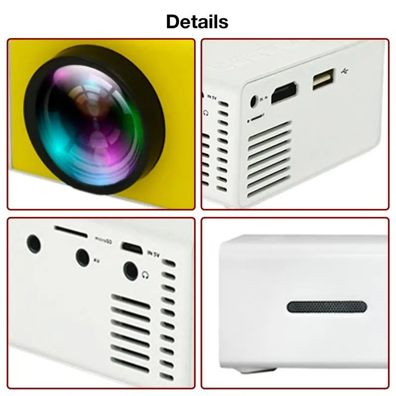 Small LED Projector Durable Ultra Mini Portable Projector For YG300 Easy To Use Multi-Functional LED Projector For Home Cinema