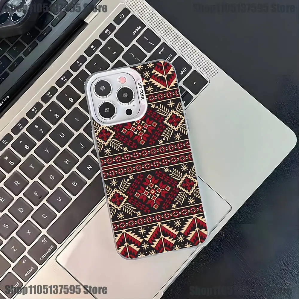 U-Ukraine الحلي P-Pattern جراب هاتف آيفون 17,16,15,14,13,12,11,Pro,XS,Max,Plus,Mini,SE4,E غطاء أبيض غير لامع مقاوم للصدمات