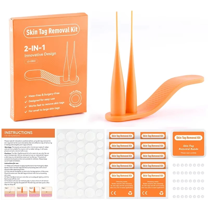 Zestaw narzędzi 2-w-1 do bezbolesnego usuwania brodawek, znamion, plam, zaskórników i kurzajek z pisakiem do usuwania oraz wacikami do czyszczenia, narzędzie do pielęgnacji skóry twarzy