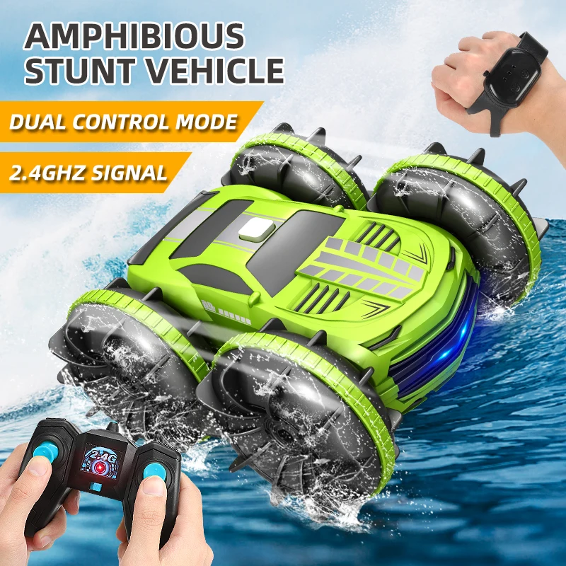 2in1 RC 자동차 2.4GHz 원격 제어 보트 방수 무선 제어 스턴트 자동차 4WD 차량 소년을 위한 모든 지형 해변 풀 장난감, RC 자동차, 무선 조종 보트, 원격 조종