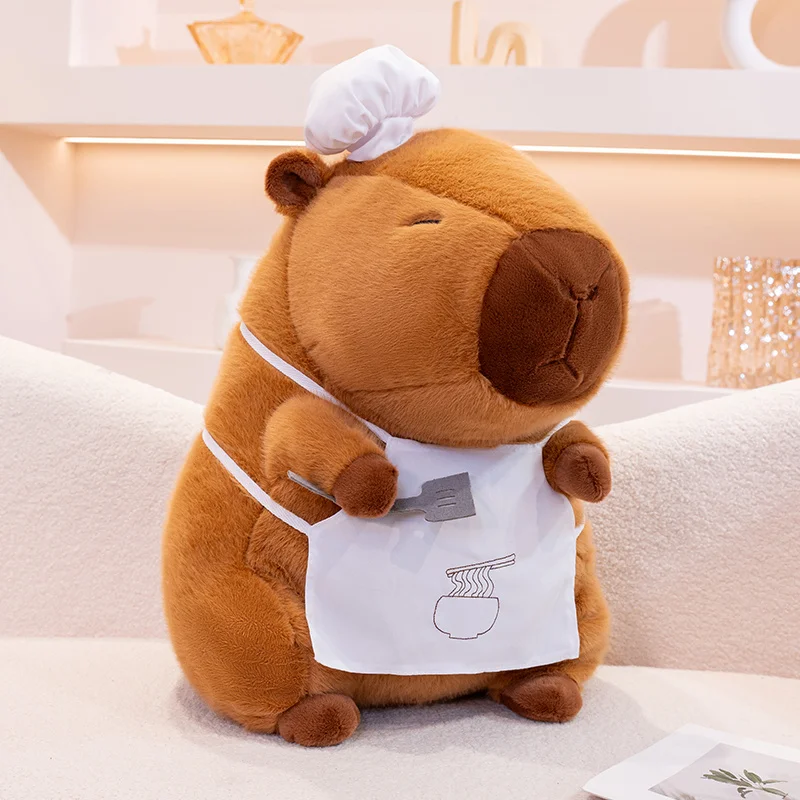 Schöne Chef Capybara Plüsch Puppe Cartoon Capibara Anime Flauschige Spielzeug Kawaii Room Decor Weiche Stofftier Kinder Geburtstag Weihnachten Geschenk