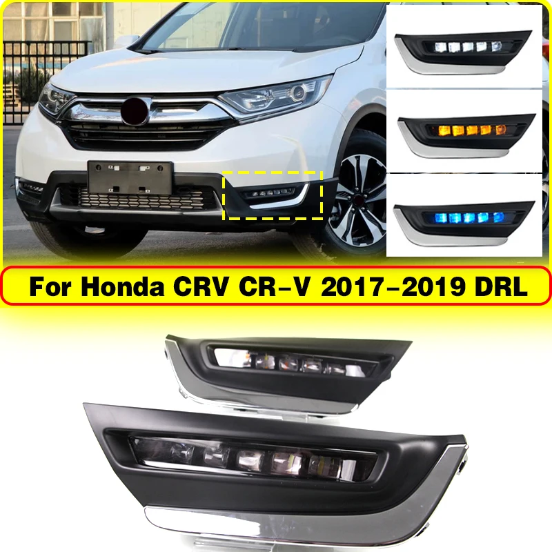 

Car Flashing 2Pcs Car DRL Fog lamp LED Daytime Running Light For Honda CRV CR-V 2017 2018 2019 With Turn Signal Style Relay