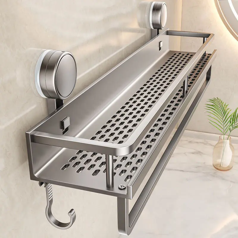 Suction Punch-Free Bathroom Shelf, Wall Mount Storage Organizer for Wash Basin & Restroom