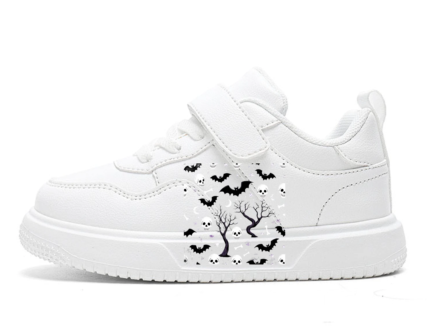 

Детские повседневные туфли на плоской подошве и цветных блоков, четырехсезонный стиль, уличный стиль, липучка, модная вулканизированная обувь на Хэллоуин