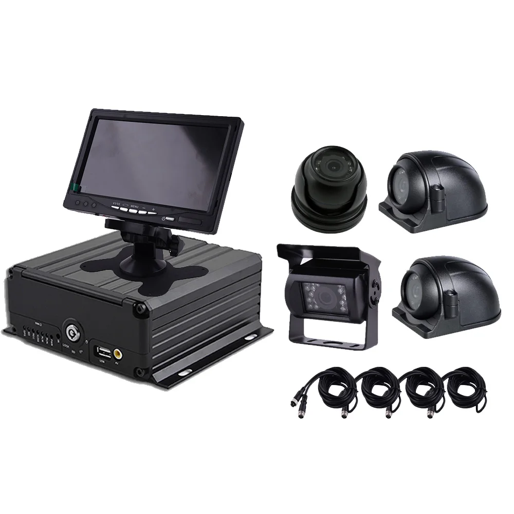 4CH Car Bus System Mobile DVR With 4 Camera MDVR Kit Digital Video Recorder For Vehicle Monitoring