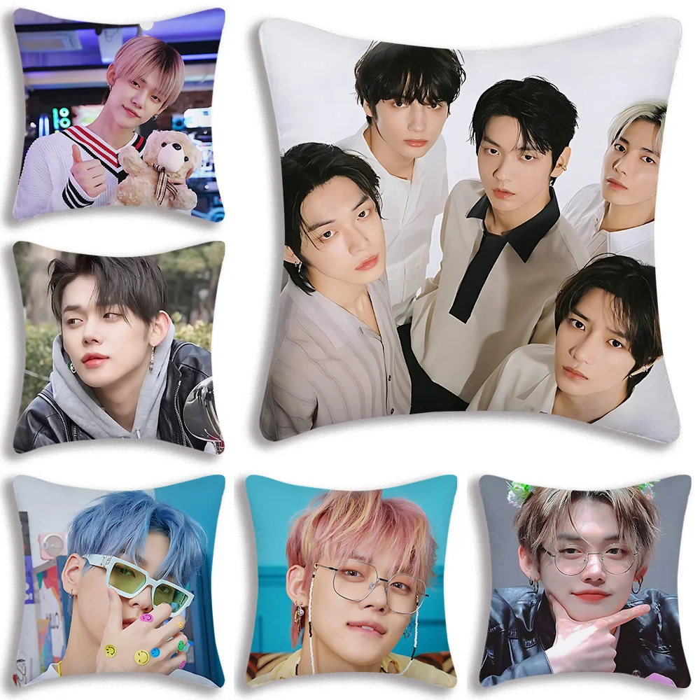 Pillow Covers Cartoon Kpop Singer Y-Yeonjuns Sofa Decorative Home Double-sided Printing Short Plush Cute Cushion Cover