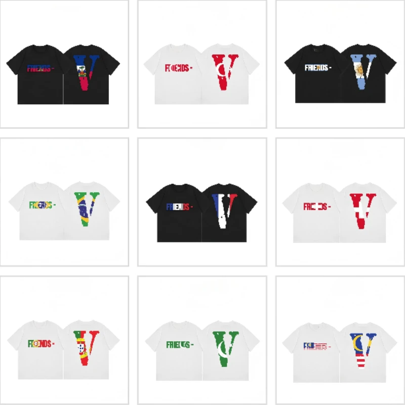Camiseta con diseño de bandera mundial, estilo streetwear, Vlone Friends, banderas nacionales, top gráfico, ropa informal diaria, regalo, camiseta de moda para mujer