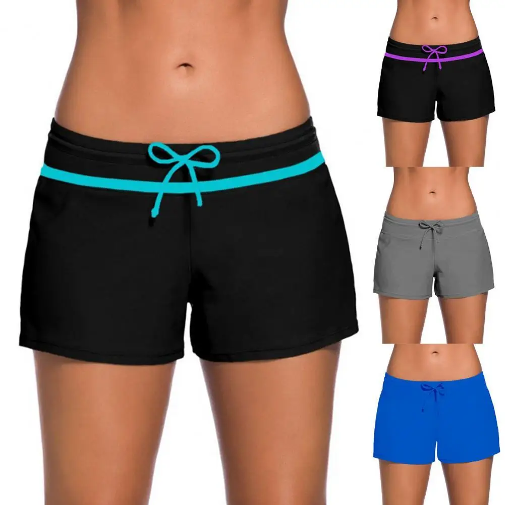 패셔너블한 퀴 드라이 비치 팬츠 여성용 매듭 허리 경량 카프리 바지 바캉스 및 여행용