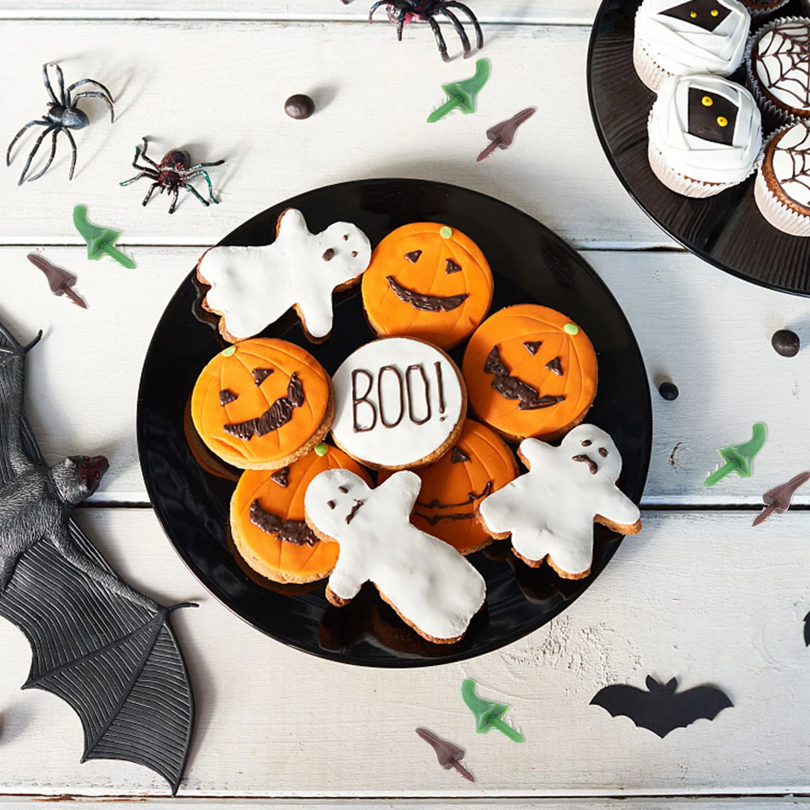 100 قطعة من البلاستيك اليقطين ينبع ديكور الهالوين دائم طويل الأمد لوازم الحرفية هالوين القرع الجذعية اليقطين مقبض ذاتي الصنع #1