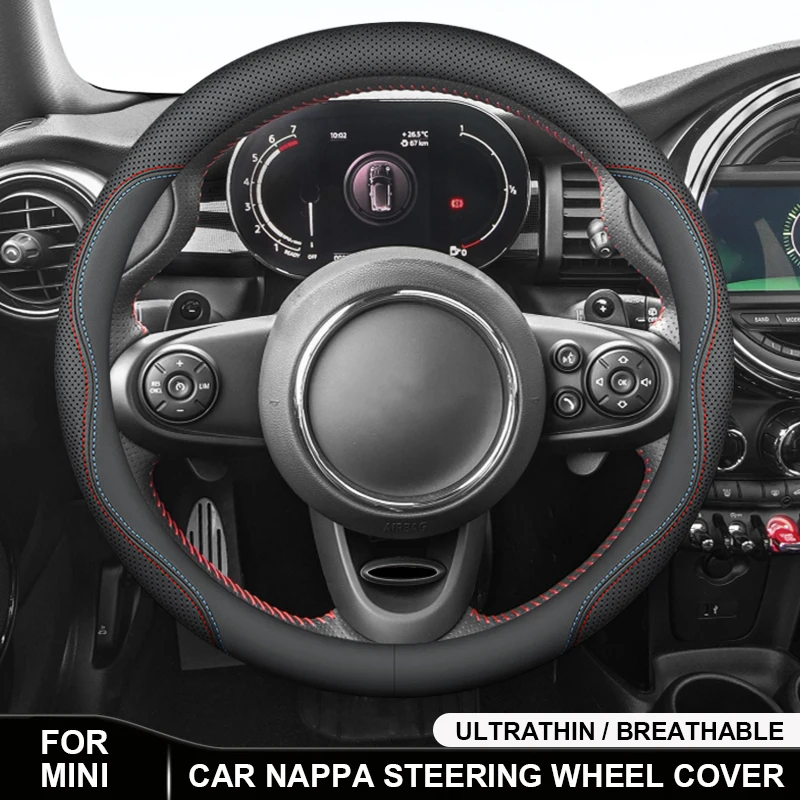 

For Mini Cooper JCW F54 F55 F56 F57 F60 R50 R52 R53 R55 R56 R57 R58 R59 Cooper S Clubman Countryman Leather Steering Wheel Cover