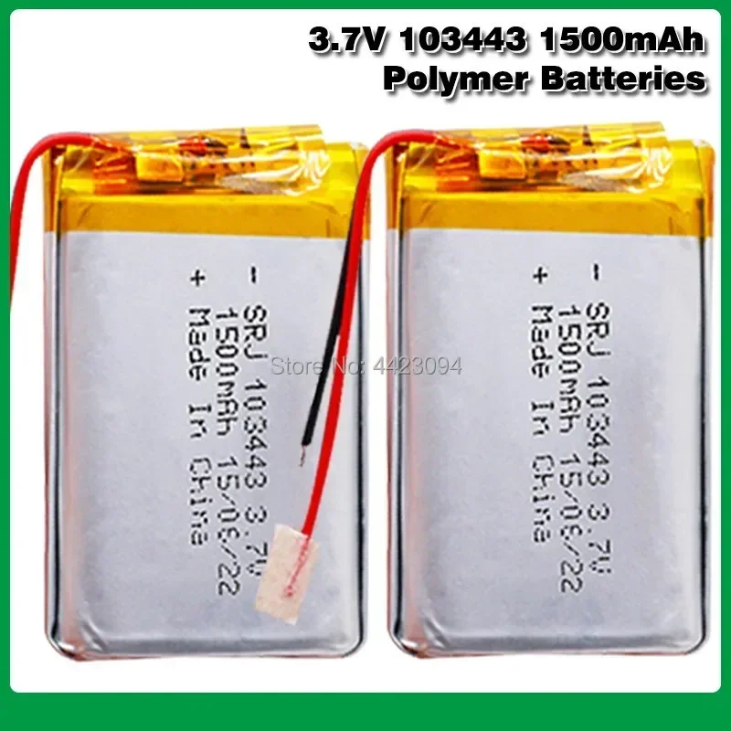 3.7V lithium polymer battery 103443 1500MAH for Game Machine MP3 Player GPS navigator Drift Stealth 2 action camera