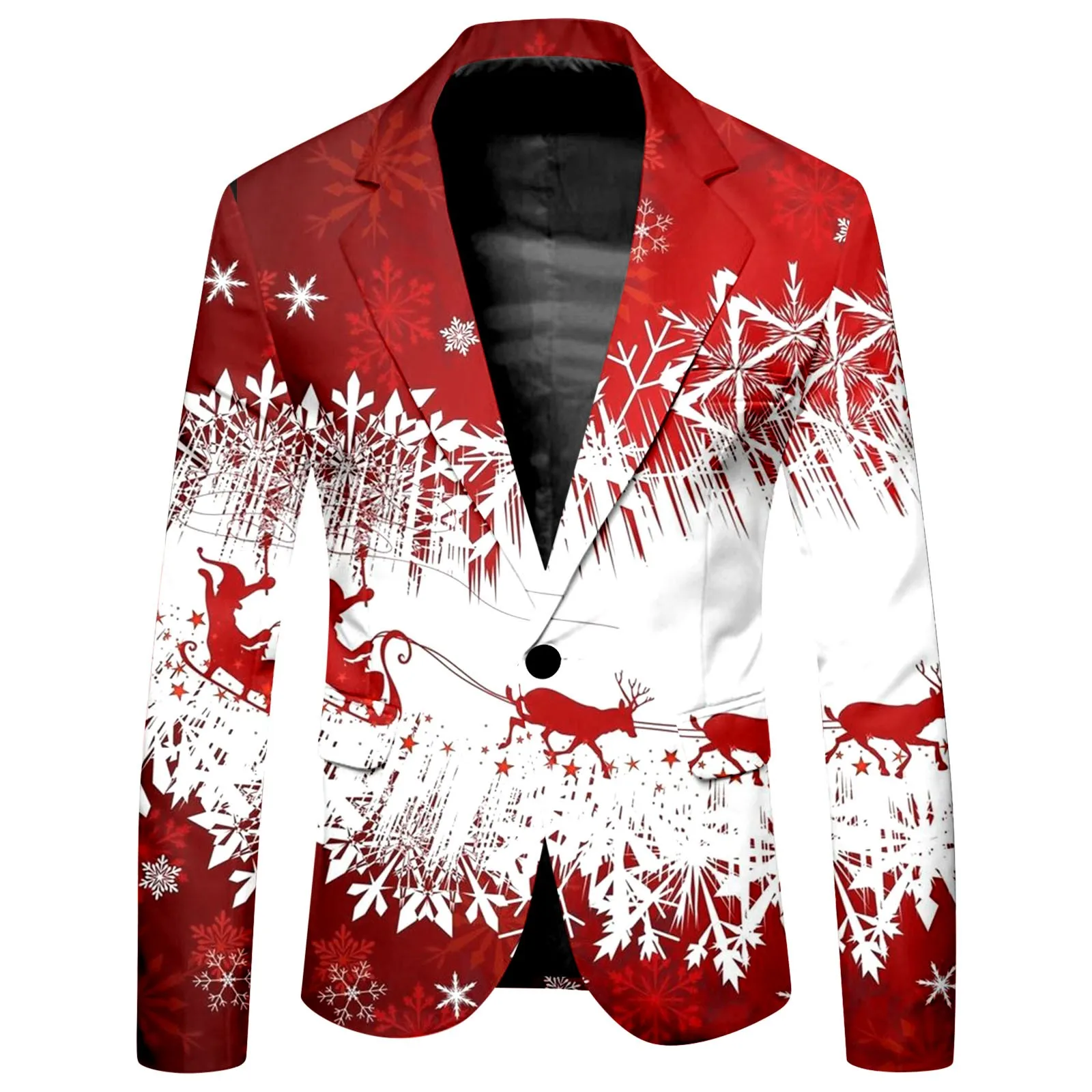 Christmas suits Elk Snowflake Casual Men\'s Daily Wear Autumn/Winter Collar Long Sleeve blazer Fashionable Breathable Men\'s suits