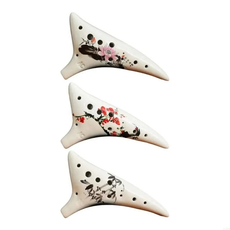 12 Hole Ceramic Ocarina In C Ceramic Musical Instrument Starter For Beginners And Kids Comfortable Grip 24BD