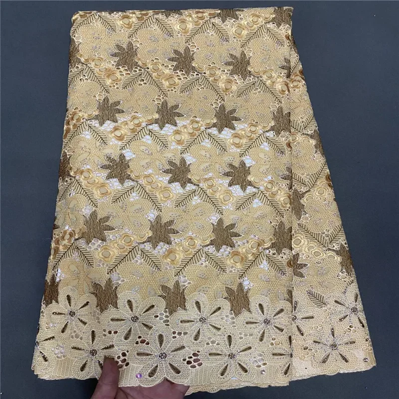 

5-ярдовая высококачественная швейцарская кружевная ткань, сухая кружевная вышивка, африканские ткани из 100% хлопка, швейцарская вуаль, кружево в Дубае, PS92803
