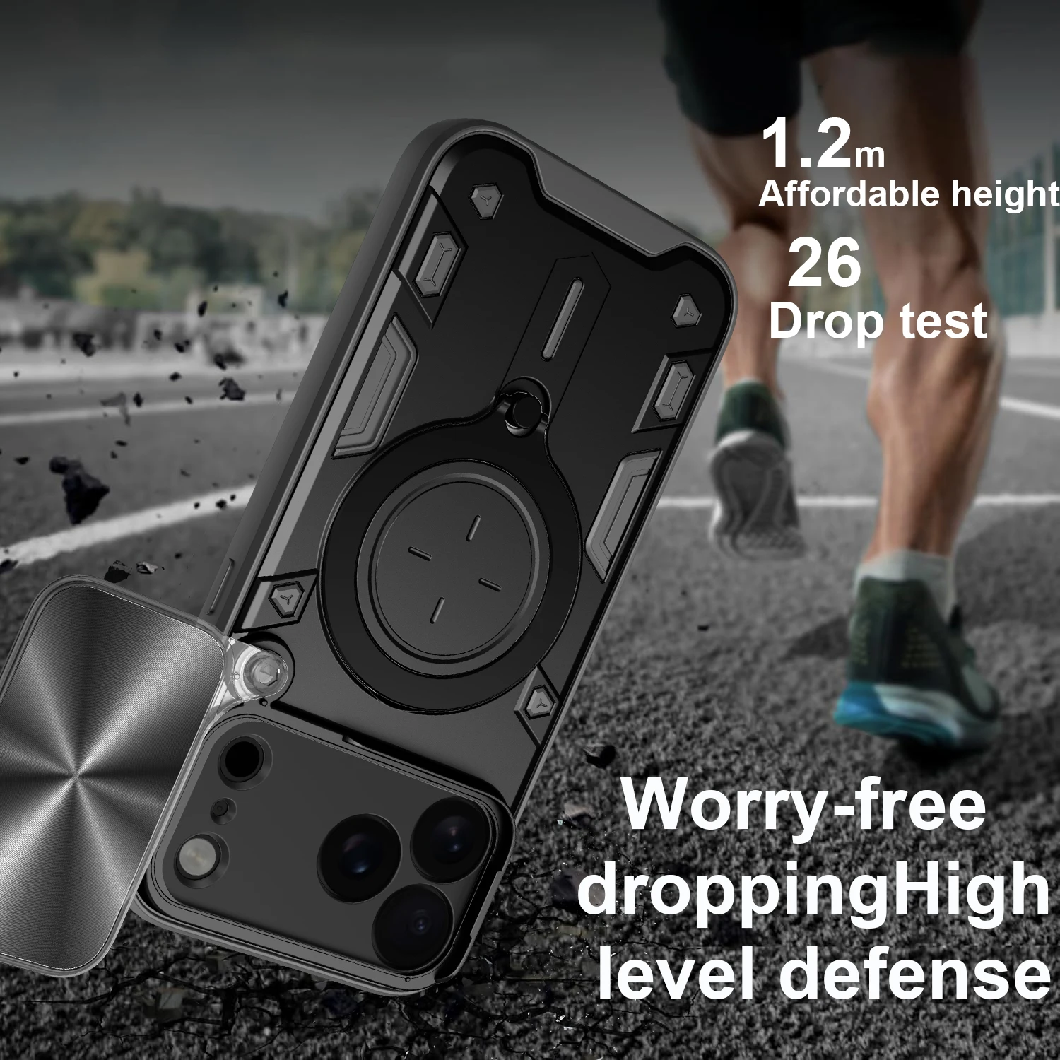 آيفون 17 برو ماكس حافظة مدرعة مقاومة للصدمات آيفون الهواء الدائري حامل كاميرا كامل عدسة حماية الغطاء الخلفي حالات الهاتف