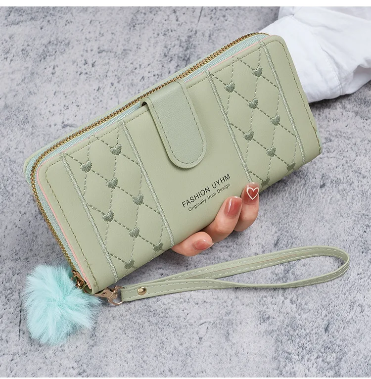 Long PU Leather Wallet for Women Card Holder Large Capacity Hasp Zipper Coin Purse Multi Card Organizer Cell Phone Wristlet