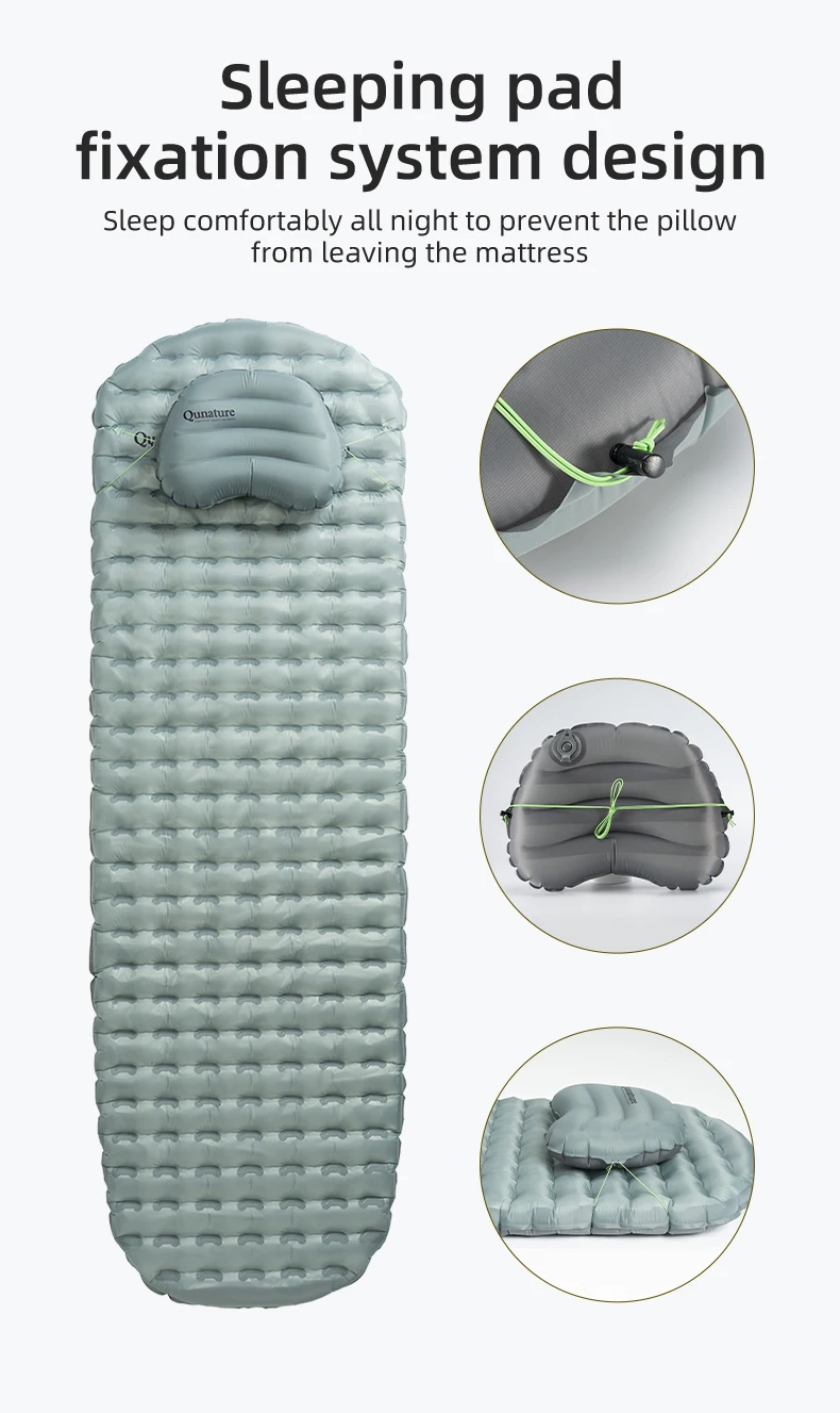 Qunature 2 Teile/satz Outdoor Camping Aufblasbare Matratze Schlafen Bett Ultraleicht Wandern Picknick Strand Matten Luft Kissen Mit Kissen – Detail 17