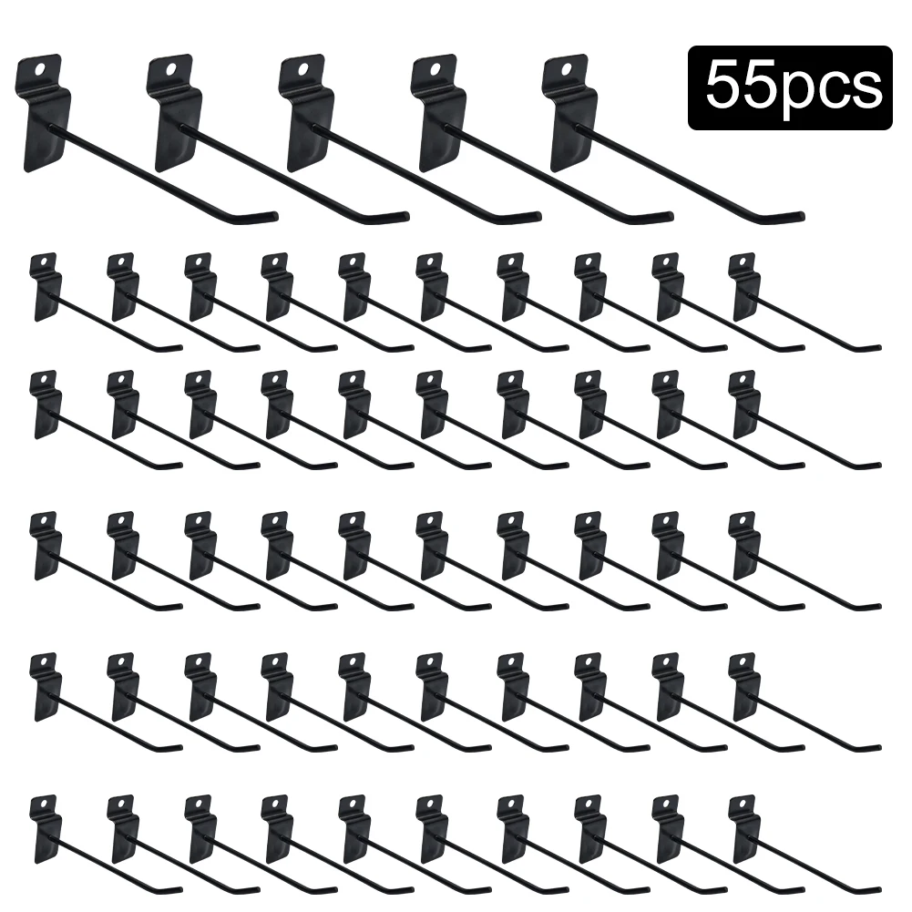 55pcs Store Retail Display Slatwall Hook Peg Universal Hanger Durable Garage Shop Metal Pegboard Holder Multi Purpose Hanging