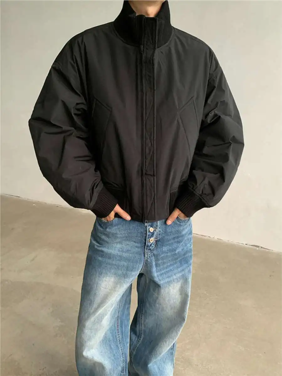 

American Sle Cotton Flight Jaet Men's Spring Autumn ort Baseball Sle Trendy Haome Stand Collar Coat LPZ Brand