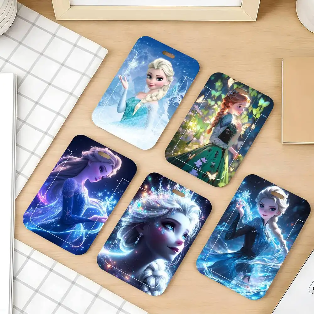 Porta Tarjetas de Identificación con Cordón de Anime Elsa de Frozen, para Mujeres, Hombres, Porta Permisos de Trabajo, Estudiantes, Niños, Porta Tarjetas de Autobús