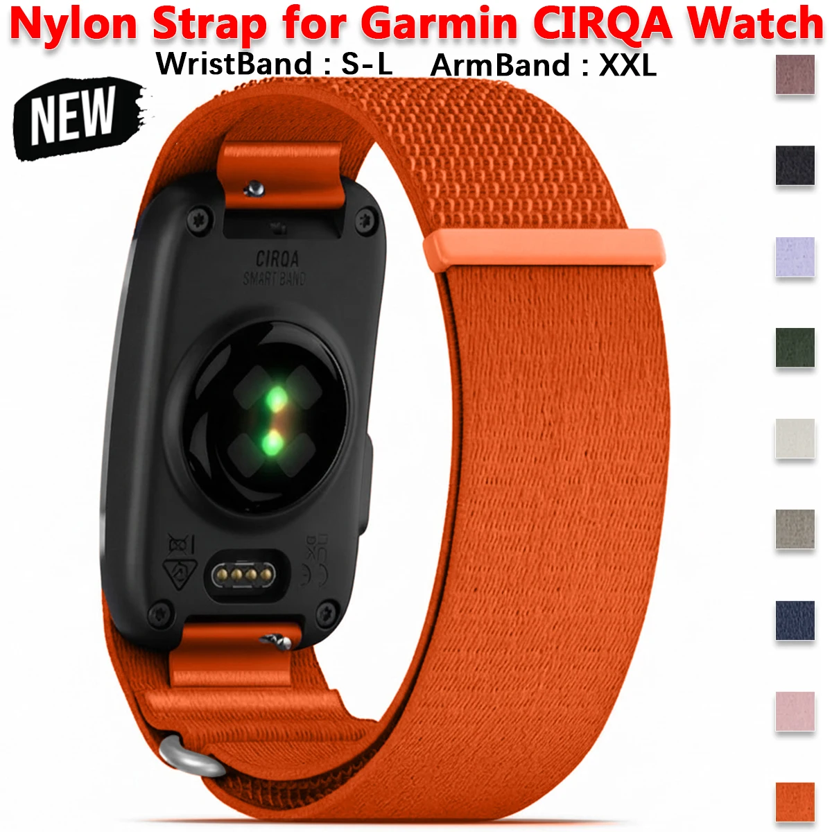 Nylon Strap for Garmin CIRQA Smart Band Sports Fitness Tracker Adjustable Loop Straps Wristband for Men & Women Arm Band