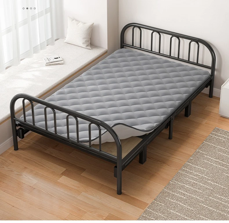 

Customized folding bed single household solid wood simple bed double iron bed reinforced adult nap 1.2 meters