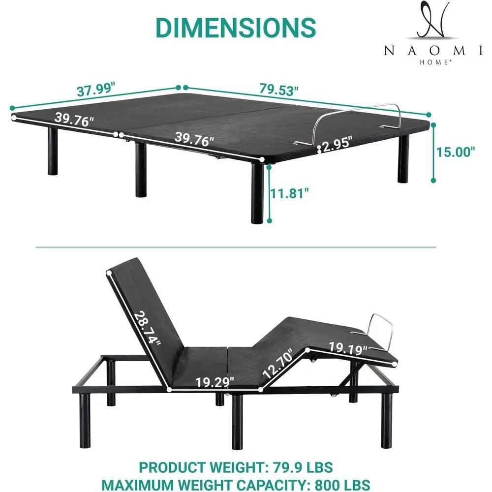 

Home Twin XL Adjustable Bed Frame, Metal, Black, 7 Positions, Wireless Remote, Easy Assembly Enhanced Comfort amp Stylish Desig