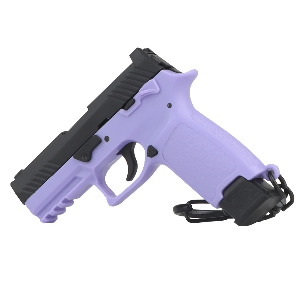 P320-Purple Mini Gun Keychain 1:4 Miniature Gun Shape Pistol Keyring Pendant Ornament Gift for Army Fan Model Collection