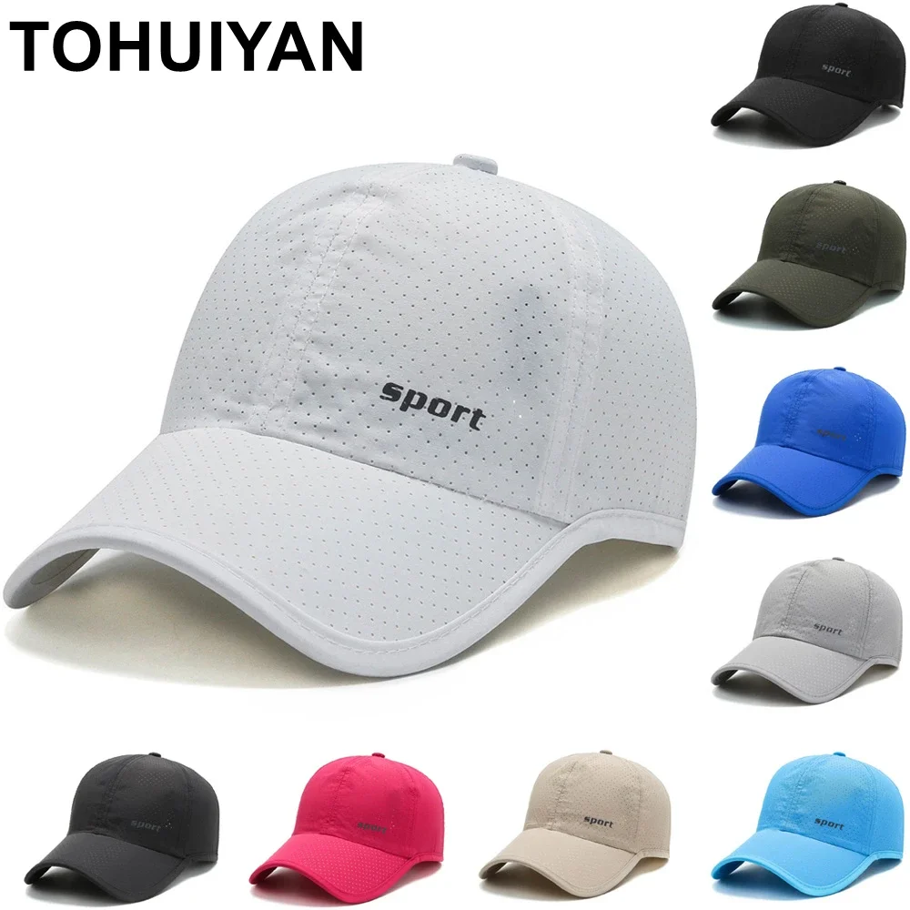 TOHUIYAN Quick Drying Baseball Hat Men UV Protection Sports Caps Women Summer Cooling Mesh Cap Streetwear Lightweight Sun Hats