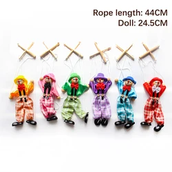 Funny Colorful Pull String Puppet Clown Wooden Marionette Handcraft Toys Joint Activity Doll Kids Children Gifts