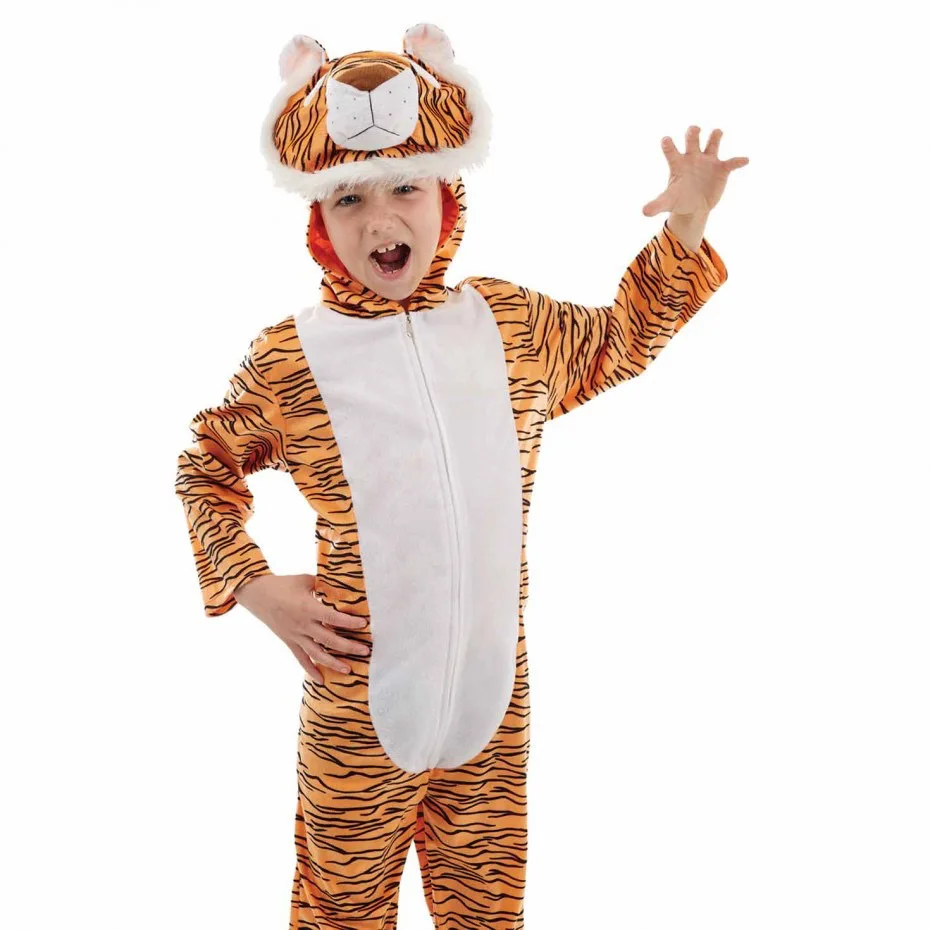 Combinaison de tigre à rayures marron pour filles, costume de cosplay animal, fête de carnaval, bête, halloween