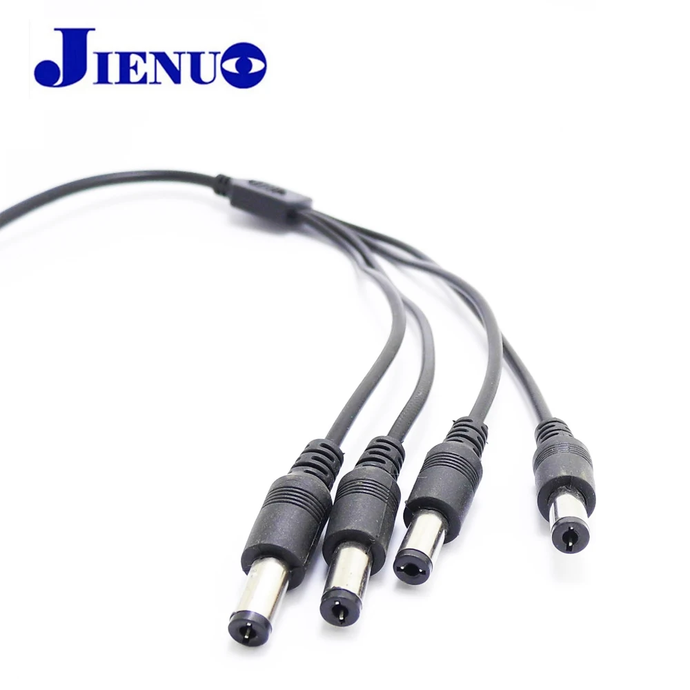 1 With 4 DC Power Splitter Adapter Connector Cable  5.5*2.1mm For for CCTV Security Camera for Surveillance System JIENUO