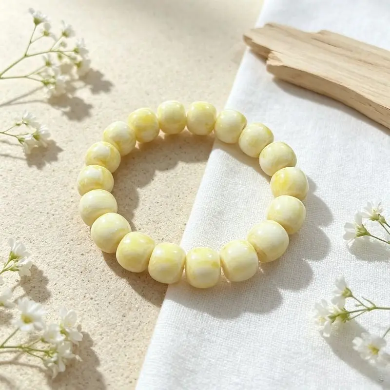 The Second-generation White Honey Old-fashioned Bead Single-circle Bracelet Is Suitable for Both Men and Women.