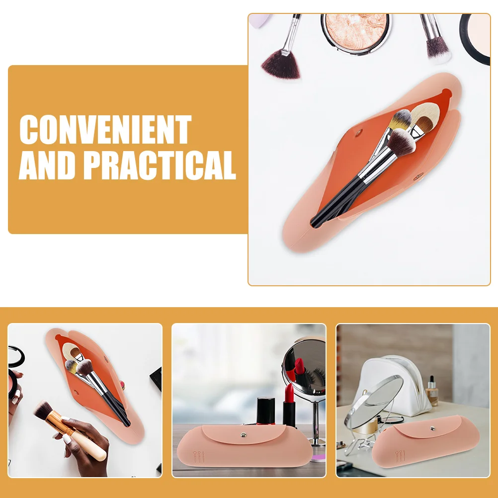 

2Pcs Portable Silicone Makeup Brush Bags Small Travel Makeup Brush Storage Pouch Compact Organizer Case for Women Girls