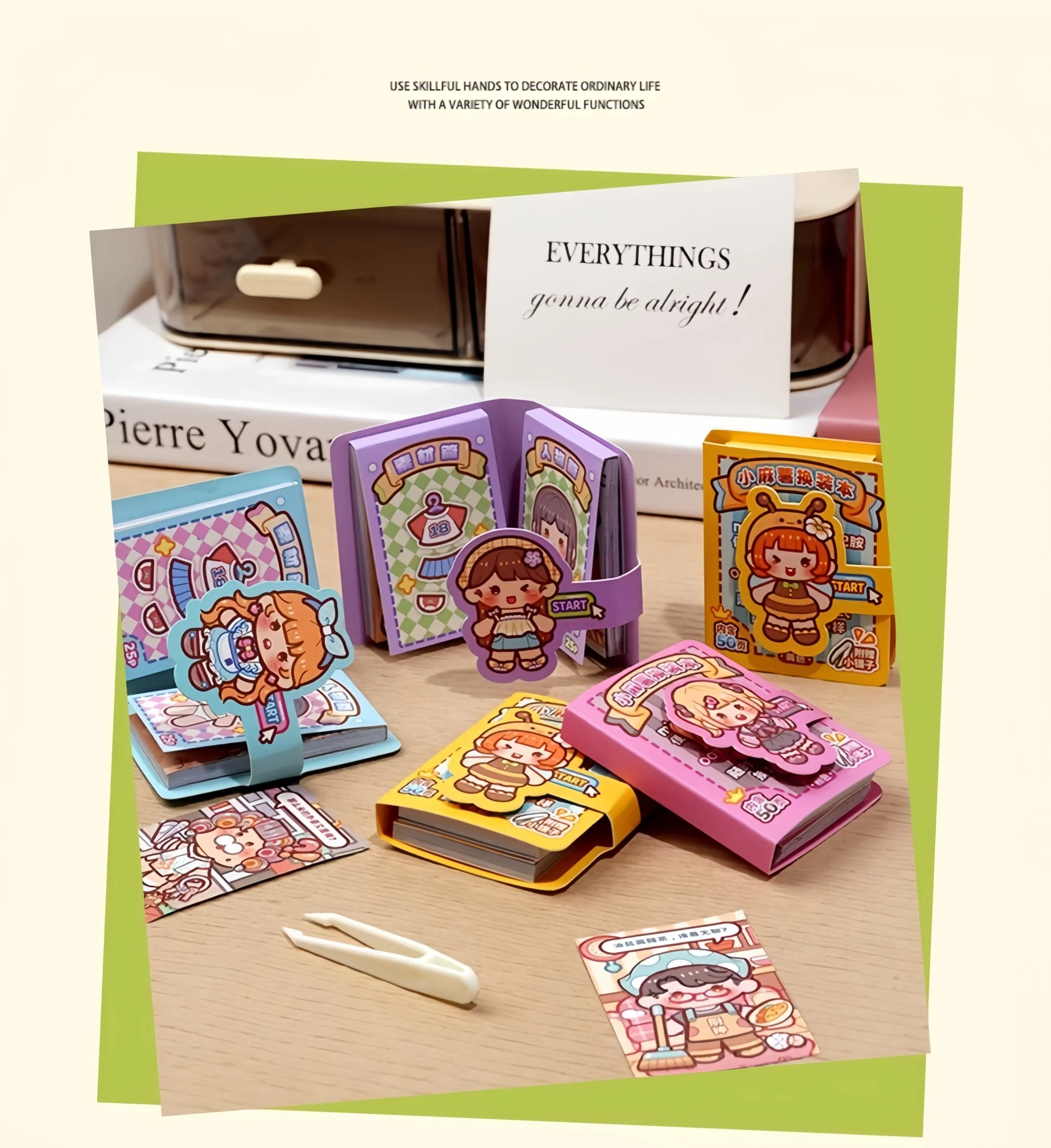 1 Mini Dress-Up Sticker Book, Small Bean-Sized Notebook, Easy to Carry in Your Pocket, Cute No-Cut Stickers for Journals, Creative Scene Dress-Up Sticker Book image 2