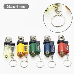 1Pc Windproof Jet Flame Butane Gas Refillable Lighter No Gas BBQ Flame Ignition Tools With Keychain For Easy Portability