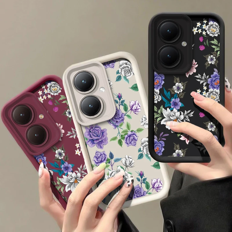 Flower Painting Phone Case For Vivo Y38 Y30 Y29 Y28 Y27 Y22S Y21T Y36 Y35 Y33S Y33T Y31 2021 Y30T Silicon Shockproof Matte Cover view 2
