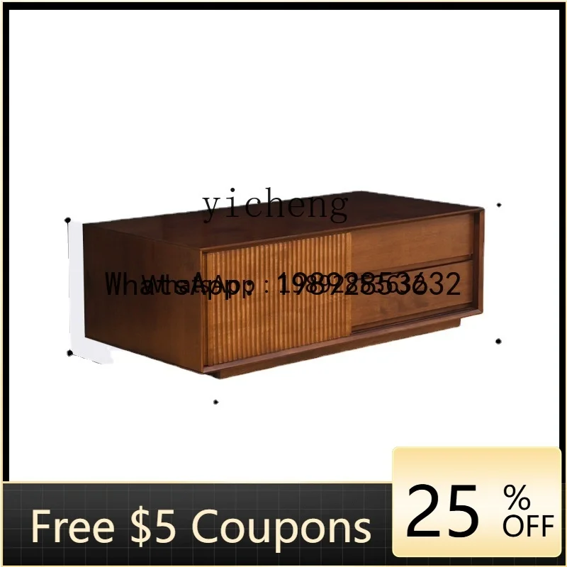 LYY Solid Wood Tea Table Floor Modern Minimalist Living Room Storage Cabinet Small Apartment Home