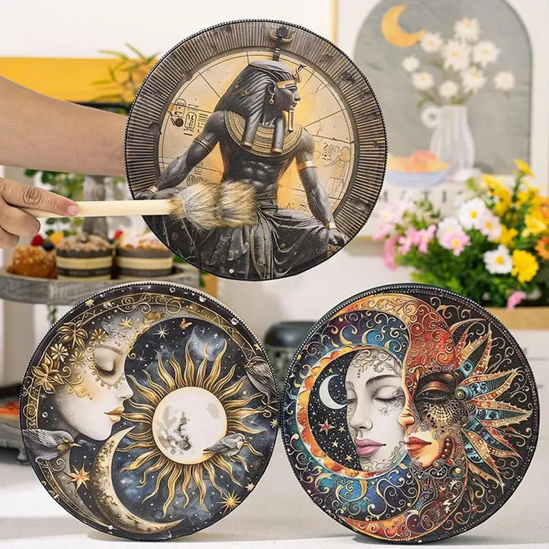 Shaman Drum Creative Handmade Frame Drum Fashionable 10 Inch Egyptian Pharaoh Moon Goddess Drum Hand Drum With Drum Stick For