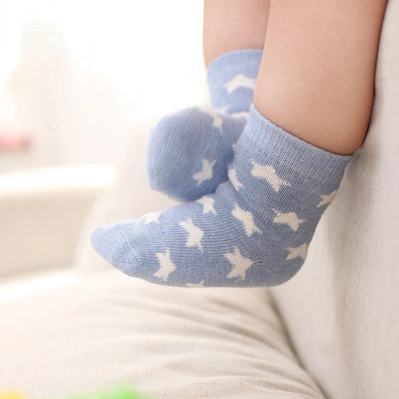 5 Paar Frühlings-und Herbsts ocken für Kinder, modische gestreifte Socken für Jungen und Mädchen, Baumwoll stoff, Baby-Mittel rohrs ocken