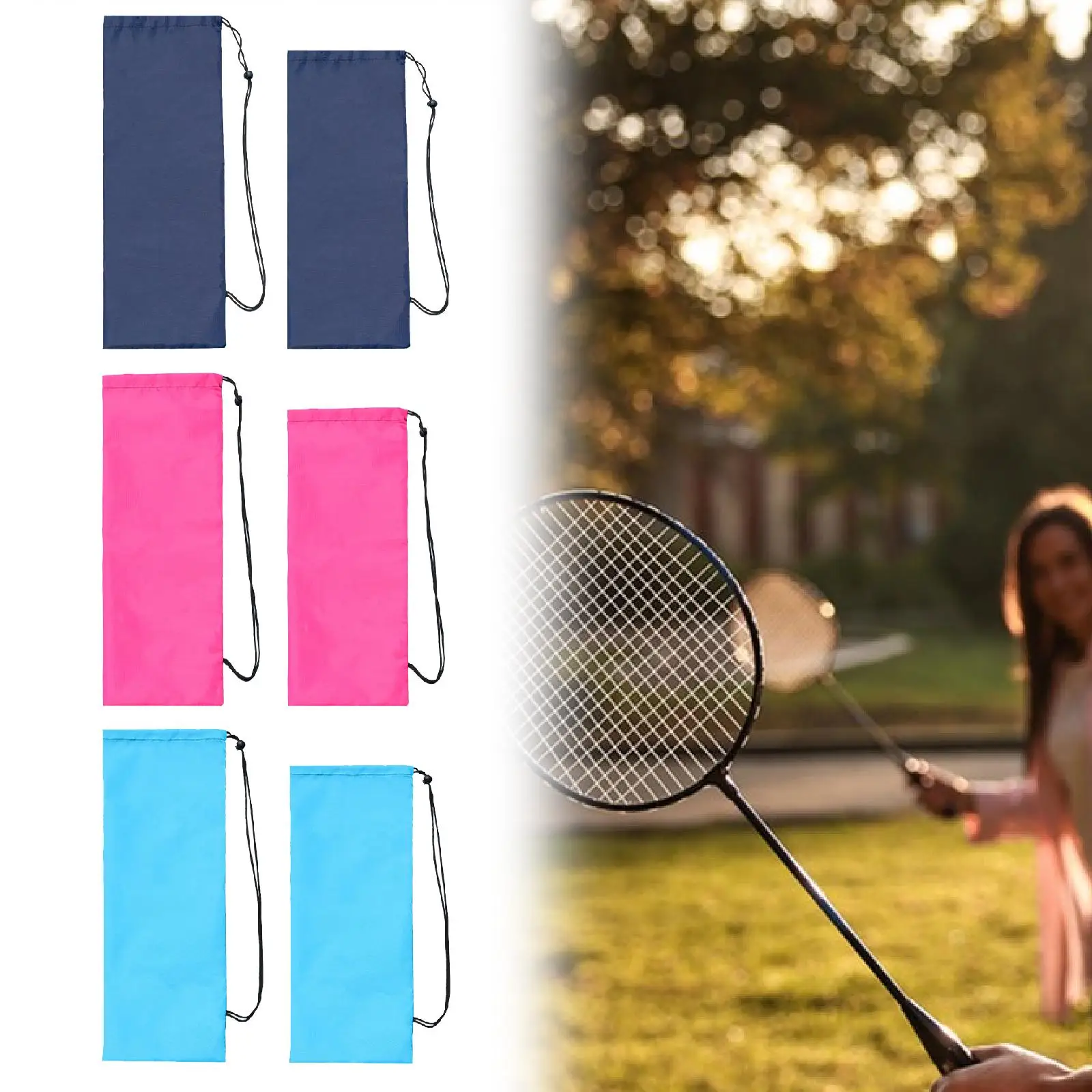 Wear Resistant Plaid Badminton Racquet Cover Carrier Shoulder Bag for Sports Travel Beginners view 5