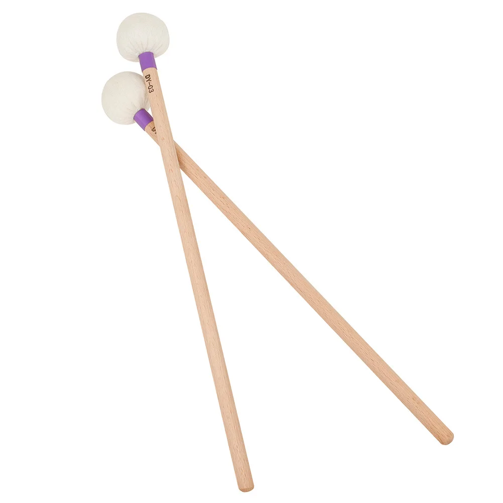 

Felt Drumstick Set 2pcs Wooden Handle Drum Mallets Percussion Instrument Accessory Soft Impact Sticks for Tuning Drums