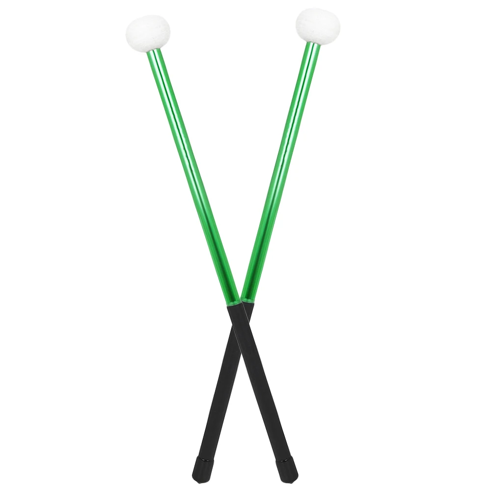 

2 Pcs Aluminum Alloy Drumsticks Green Felt Marching Bass Drum Mallets Replacement Percussion Sticks Musical