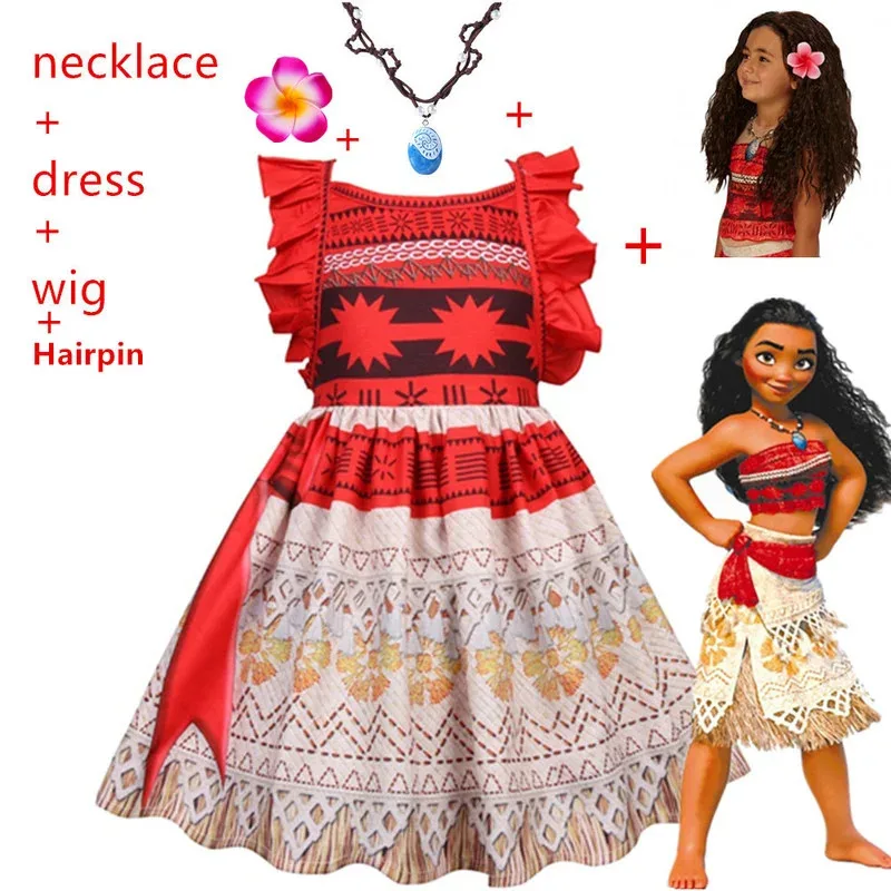 

Halloween Girls Dress Beach Summer vaiana Adventure Costumes Dresses Kids Party Princess Cosplay for children