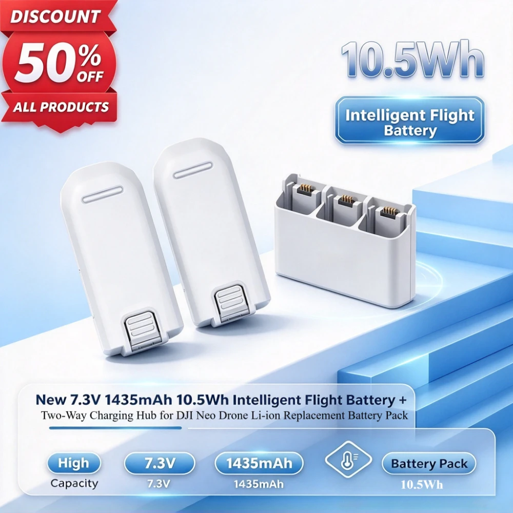 New 7.3V 1435mAh 10.5Wh Intelligent Flight Battery + Two-Way Charging Hub for DJI Neo Drone Li-ion Replacement Battery Pack