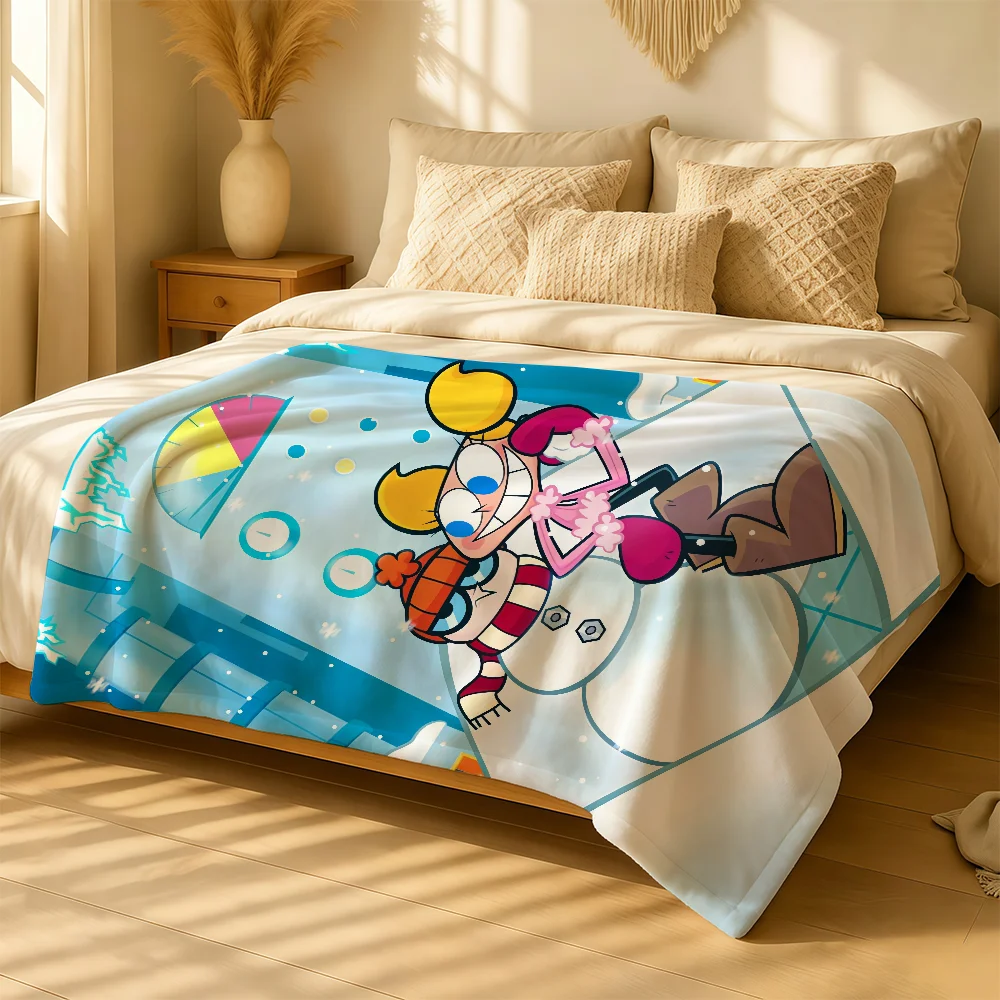 Cartoon D-Dexter's L-Laboratory Blanket For Soft Warm Knee For Bedroom Living Room Bed Sofa Camping Picnic Office Gift