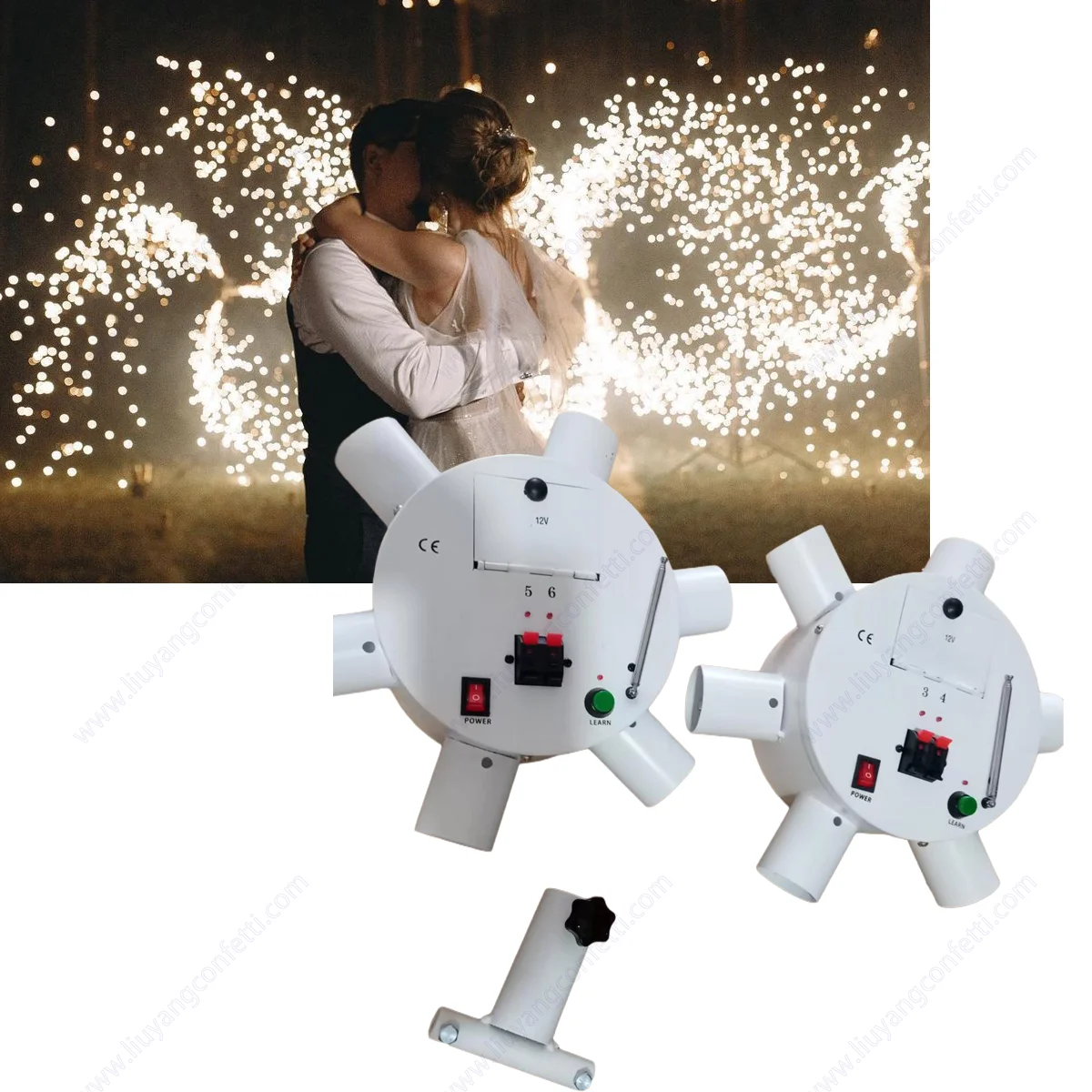 Cold Spark Fountain Stage Effect Machine Party Wedding Gender Reveal Proposal Valentine Windmill Wireless Remote Control Wheel