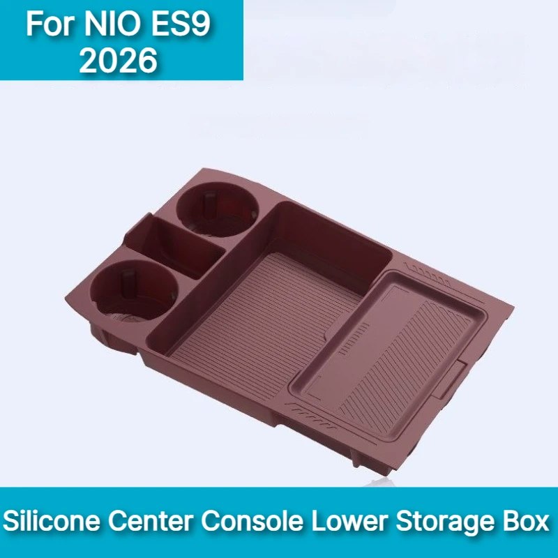 For NIO ES9 2026 Silicone Center Console Lower Storage Box Car Armrest Storage Modification Accessories