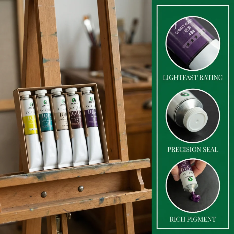 Maries Ölfarbe 50ML Ölgemälde Kunstschaffung Pigment Große Ölfarbe Einzelne Häufig Verwendete 24 Farben – Detail 7